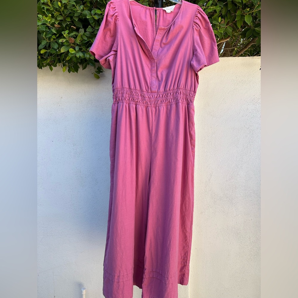 Anthropologie Somerset Wide-leg Pink Short-Sleeve Jumpsuit